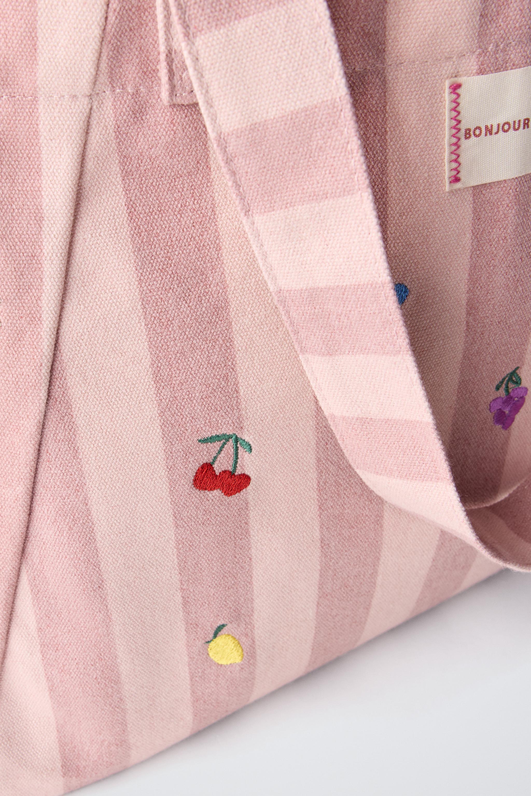 STRIPED FRUIT TOTE BAG